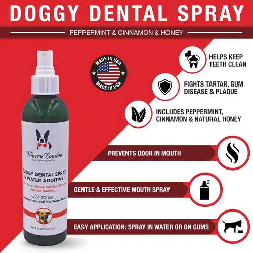 Vista 8 de Warren London - Aerosol dental y aditivo de agua para perros y gatos, cuidado bucal de aliento fresco, soporte de dientes y encías de menta, spray