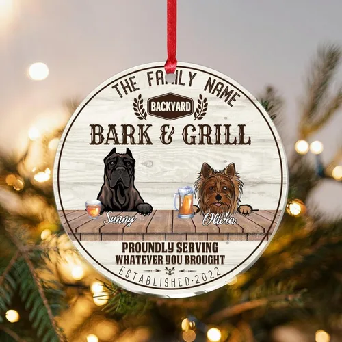 Vista 25 de SILYHEART Presa Canario & Welsh Hound Christmas Acrylic Ornaments Pet Dog Ceramic Christmas Keepsake Family Dog Name Funny Craft Hanging Ornaments