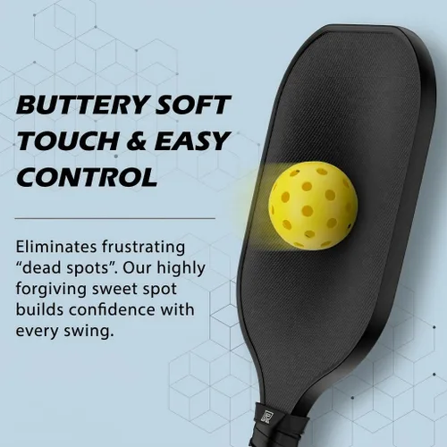 Vista 3 de T-300 - Juego de 4 o 2 palas de pickleball de fibra de carbono, aprobadas por USAPA, textura de giro, control y potencia equilibrados, kit de inicio