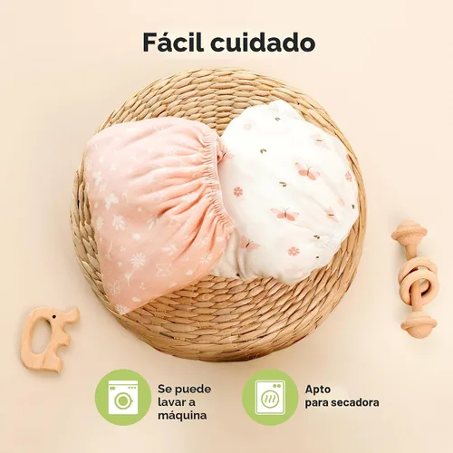 Vista 7 de Pack and Play - Juego de sábanas bajeras para cuna, 2 unidades, diseño de Butterflies