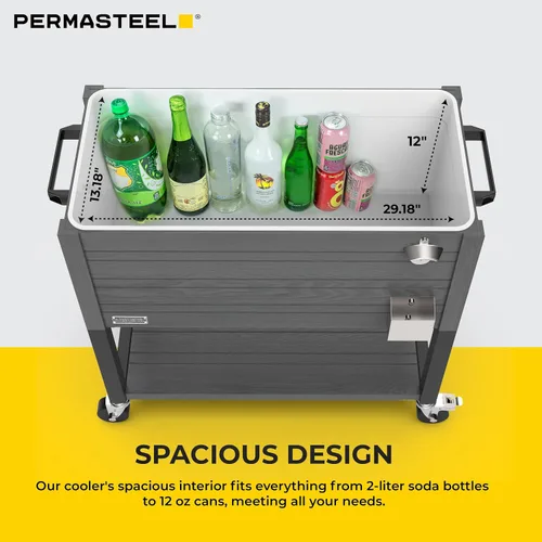 Vista 10 de Permasteel 80 Quart Party Cooler, Rolling Ice Chest with Wheels and Handles for Indoor Outdoor Patio