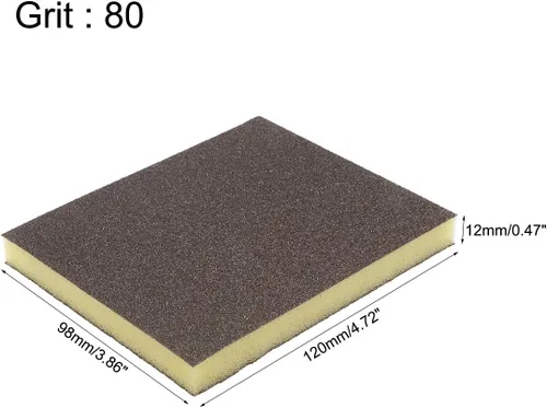 Vista 2 de uxcell Bloques de lijado de esponja de lijado de grano grueso de 80 granos para cocina de metal/paneles de yeso/madera, 12 piezas