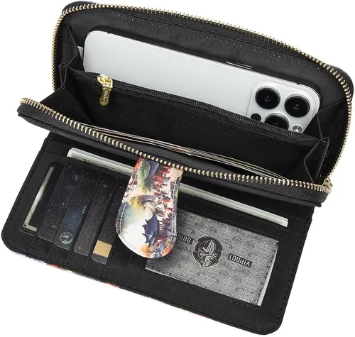 Vista 123 de Cartera de mano para mujer, estilo bohemio, con RFID, elegante, espaciosa con correa para viajes, capacidad para tarjetas, teléfono, dinero