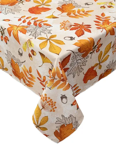 Vista 11 de YiHomer Colección de mesa de Acción de Gracias de otoño para decoración de cocina, comedor, fiestas, cosecha, hojas de otoño, mantel, rectangular