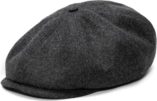 Vista 2 de Sterkowski Shelby Gorra de periódico 100% lana para hombre Elegante sombrero de papel de 8 paneles Gris-oscuro