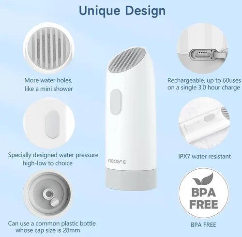 Vista 5 de Bidé portátil de alta presión, bidé portátil eléctrico recargable para mujeres y hombres, limpieza de bidés de viaje, portátiles