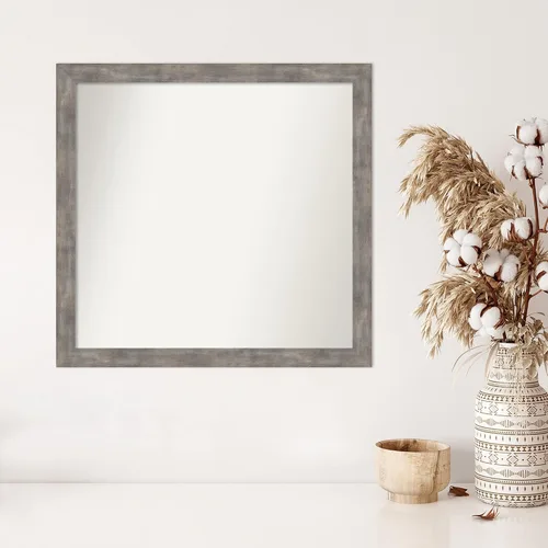 Vista 199 de Amanti Art Silver Bathroom Mirror for Over Sink, 26x35 Custom Made Marred Pewter Rectangle Vanity Mirror, Large Casual Wood Frame, Hangs Horizonally