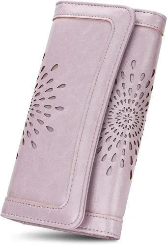 Vista 16 de Aphison - Cartera larga de cuero suave RFID para mujer, con caja de regalo