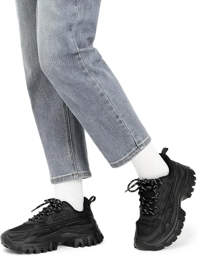 Vista 7 de DREAM PAIRS Zapatos deportivos gruesos de moda para mujer, con plataforma, con cordones, cómodos