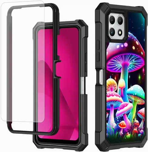 Vista 51 de Funda para T-Mobile Revvl 7 de 6.6 pulgadas con protector de pantalla, policarbonato duro de doble capa resistente y TPU suave a prueba de golpes