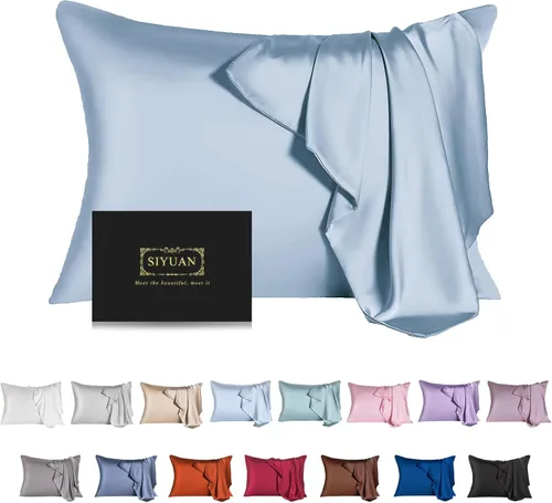 Vista 23 de Funda de almohada de seda de morera para cabello y piel - Funda de almohada de seda refrescante con cremallera oculta, de doble lado, suave