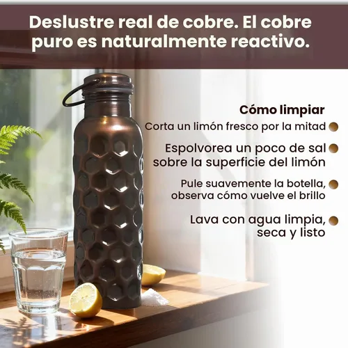 Vista 5 de Craft Trade - Botella de agua de cobre negro para beber y viajar, paquete Negro envejecido
