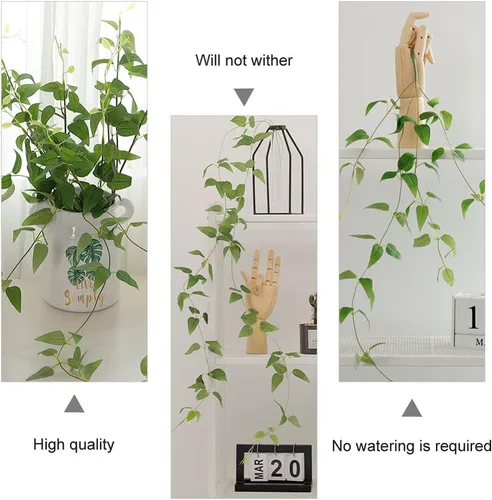 Vista 4 de VOSAREA 1 planta artificial de ratán Clematis Decoración de pared sin riego falso vegetación