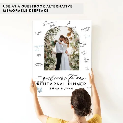 Vista 6 de Andaz Press Letrero de cena de ensayo de boda, lienzo personalizado, 16 x 20 pulgadas, letreros de cena de ensayo fotográfico personalizados