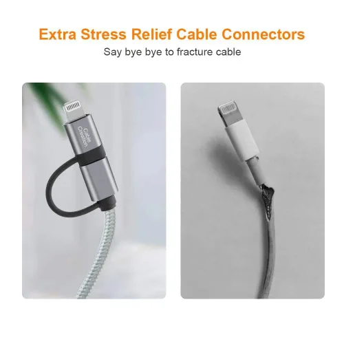 Vista 6 de [Certificación Apple MFi] 2-en-1 Lightning Cable de carga a USB con sincronización de datos, Lightning Micro USB 2-en-1 para iPhone 6 6S 6Plus iPad