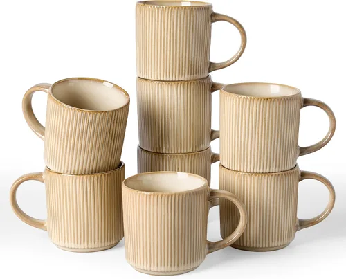 Vista 86 de famiware Juego de 4 tazas de café de 12 onzas, tazas de cerámica con asa Negro (Star-Black)
