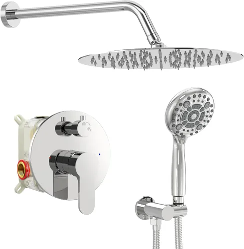 Vista 12 de SR SUN RISE Grifo de ducha – Sistema de cabezal de ducha multifuncional de alta presión de 10 pulgadas con accesorios de cabezal de ducha de mano