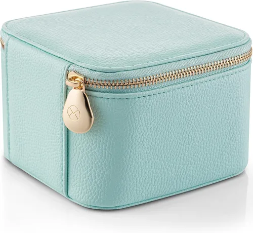 Vista 6 de Vlando Joyero de viaje, estuche de viaje para joyería con 6 bolsillos de terciopelo con cremallera, organizador de joyas de viaje para anillos