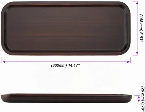Vista 2 de JOIKIT Bandeja rectangular de madera de nogal de 14 x 5.9 pulgadas, bandeja de baño de madera maciza decorativa para galletas, pan, queso, café, té
