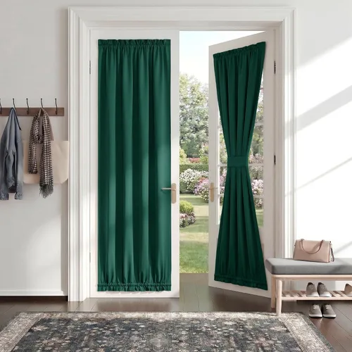 Vista 50 de PONY DANCE Persianas para puertas – Paneles opacos para tratamiento de ventanas, cortinas sólidas de alta resistencia con bolsillo para barra