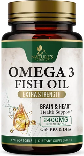 Vista 10 de Suplementos de aceite de pescado Omega 3 – 2400 mg de aceite de pescado por porción – Omega-3 de triple fuerza con ácidos grasos EPA y DHA – Apoyo