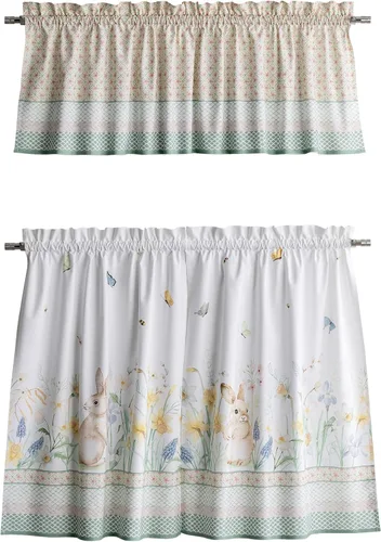Vista 53 de Maison d' Hermine Juego de cortinas de cocina para ventanas, juego de cortinas de cocina 100% algodón, cenefas para el hogar [2 niveles