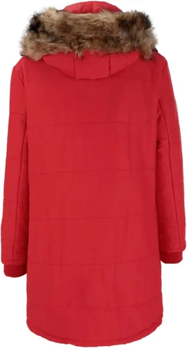 Vista 2 de Chaqueta acolchada para mujer, abrigo de invierno con cremallera, cuello en V, térmico, cálido, con botones, color sólido, abrigos con capucha