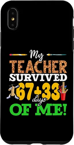 Vista 11 de My Teacher Survived 67+33 Days of Me Dab 100 Days of School Case for iPhone 17