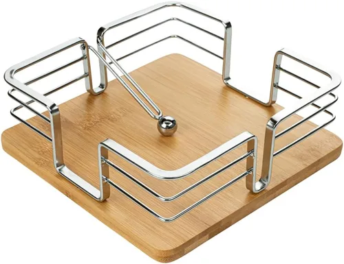 Vista 2 de Restaurantware -Nature Tek - Servilletero rústico de 7.7 x 7.7 x 2.3 pulgadas, 1 servilletero plano para exteriores, brazo pesado, para servilletas
