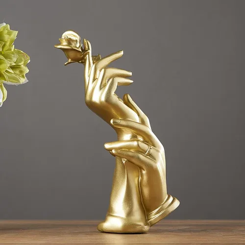 Vista 6 de Escultura de la estatua del feng shui chino, escultura moderna de mano humana, ornamentos decorativos, escritorio de oficina, resina, hecho a mano