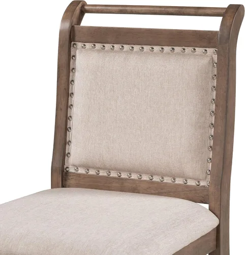 Vista 9 de RUNNA Juego de mesa de comedor de madera de 3 piezas con 2 sillas de comedor tapizadas para lugares pequeños (marrón #059)