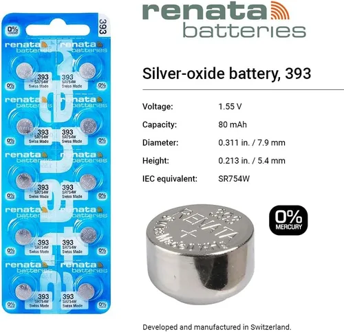 Vista 2 de Renata 393 Button Cell reloj batería