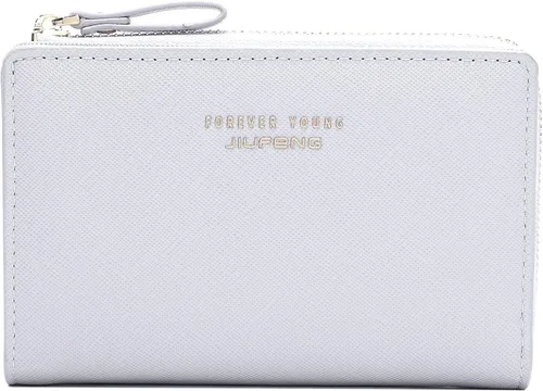 Vista 4 de JIUFENG Cartera con cremallera para mujer, con bloqueo RFID, multiusos, tarjeteros, monederos cortos