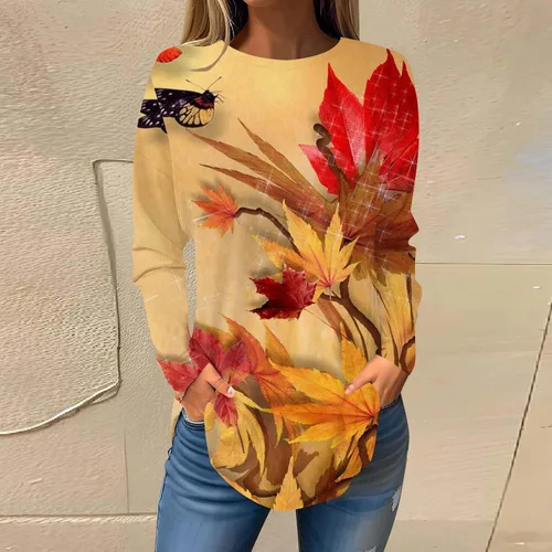 Vista 2 de Camisas gráficas para mujer, camisetas de manga larga Y2K, sudaderas con cuello redondo, camisas de otoño, blusas cómodas, suéteres