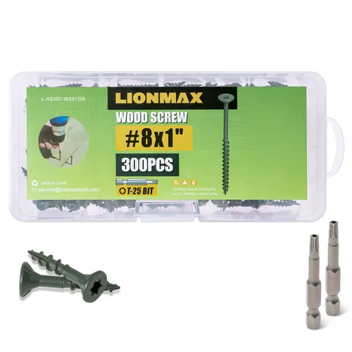Vista 24 de LIONMAX Tornillos para Terraza de 1 Pulgada, Tornillos para Madera #8 x 1, 300 PCS, Resistentes al Óxido, Revestimiento Epoxi Exterior, Tornillos