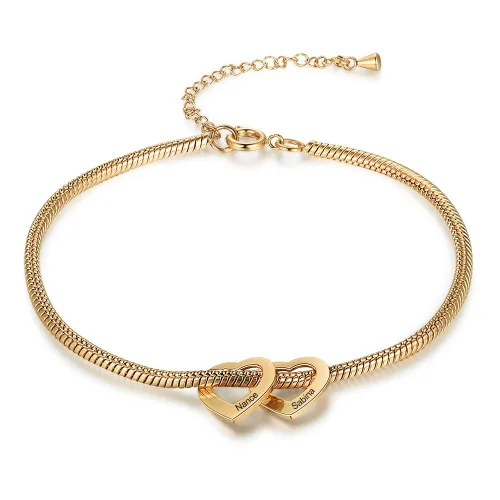 Vista 6 de Pulsera personalizada para mamá – Pulsera personalizada con dije de corazón con 1 – 20 nombres grabados – Pulsera ajustable para mujer – Regalo