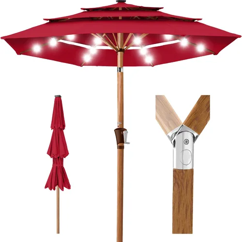 Vista 45 de Best Choice Products - Sombrilla solar de 10 pies de 3 niveles para patio, sombrilla de sol para exteriores, mercado, patio trasero, terraza, junto