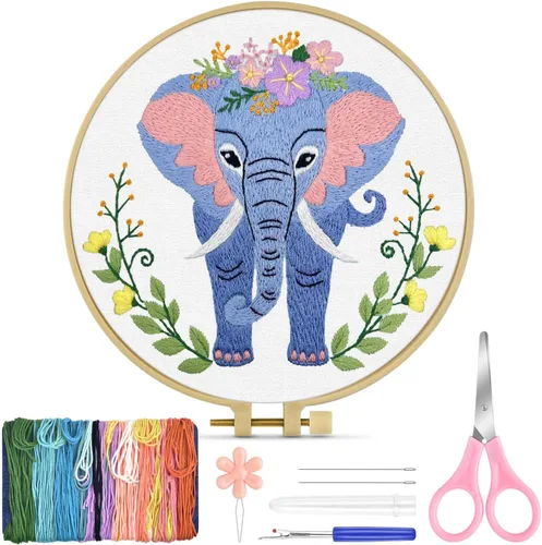 Vista 16 de TINDTOP Kit de Bordado para Principiantes Adultos, Kit de Bordado de Pájaros para Principiantes, Incluye Tela de Bordado Aros Hilos para Amantes