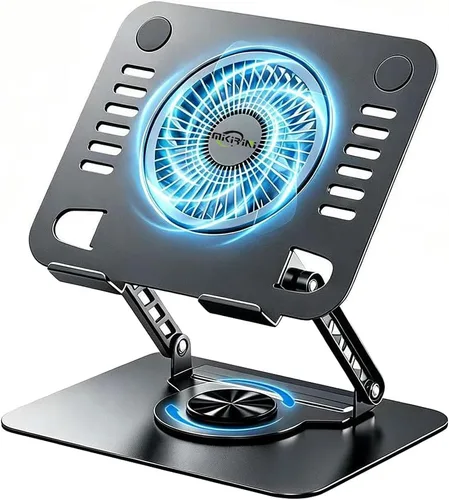 Vista 6 de Soporte de tableta giratorio de 360° doble para escritorio con base de acero al carbono, soporte para tableta de mesa con doble varilla ajustable