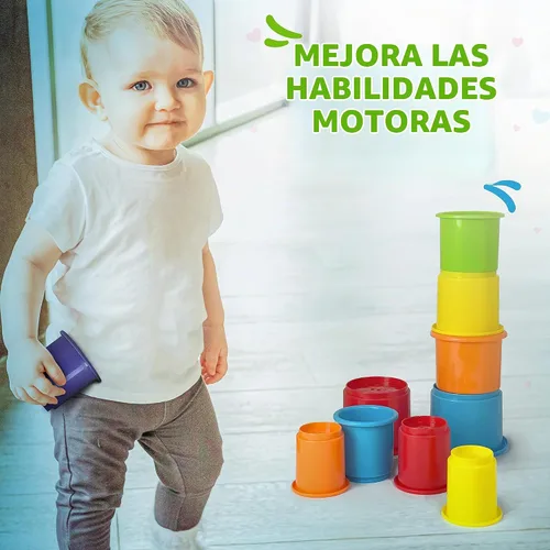Vista 6 de Arco Iris Stacking & Nesting tazas Baby Set de construcción. 10 piezas. Con relieve caracteres Animal. Para Interior, Exterior, tina, y la playa