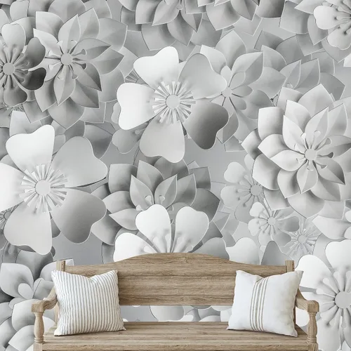 Vista 20 de NWT Calcomanía removible de pared/mural blanco pastel azul margarita, naturaleza, desierto, arte digital, arte moderno, decorativo, floral