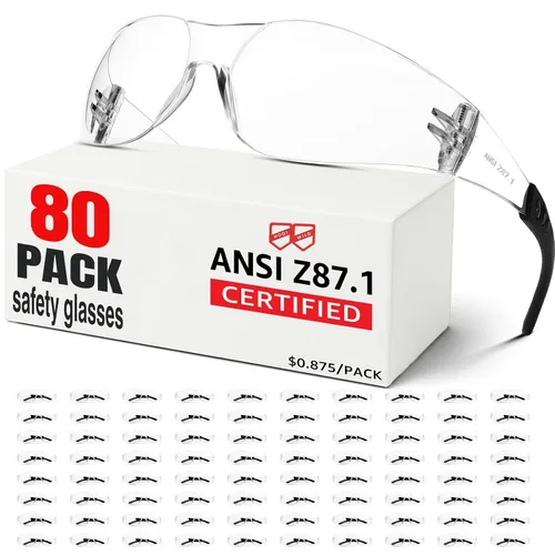 Vista 14 de Gafas de seguridad ANSI Z87.1 transparentes, paquete de 120 unidades, gafas de seguridad para hombres y mujeres, gafas de protección transparentes