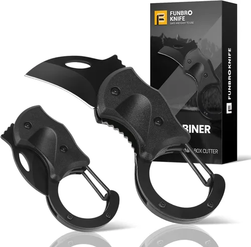 Vista 15 de FUNBRO Cuchillo de bolsillo pequeño, cortador de caja fría con hoja afilada de 1.34 pulgadas 1 paquete ámbar