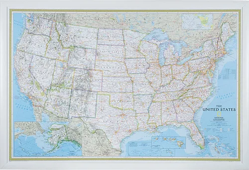 Vista 20 de Craig Frames mapa de viaje clásico de los Estados Unidos, Papel, 24 x 36 pulgadas