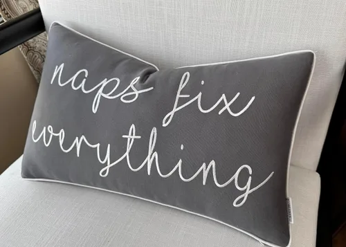 Vista 3 de EURASIA DECOR Naps Fix Everything Funda de Almohada Decorativa Bordada de Acento Lumbar para Cojín - Sala de Estar, Sofá, Silla, Patio, Automóvil