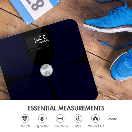 Vista 2 de Tenergy Vitalis - Báscula de grasa corporal, báscula IMC de alta precisión, báscula corporal inalámbrica Bluetooth con pantalla grande, báscula