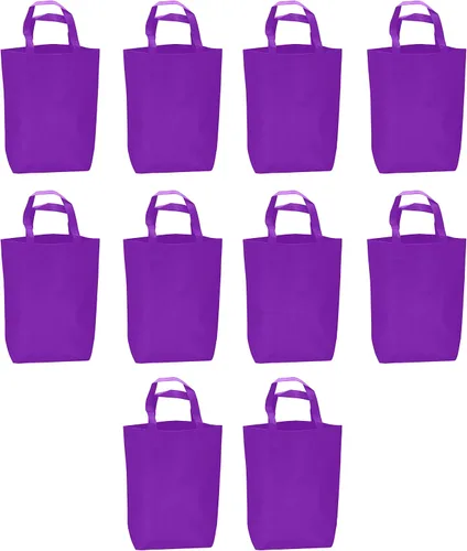 Vista 16 de DISCOUNT PROMOS Customizable Large Tote Bag, Set of 10/50/100 Heavy Duty & Reuseable Bulk Pack - Purple