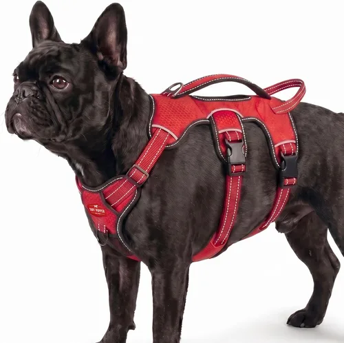Vista 13 de Tuff Pupper Arnés para perro sin escape a prueba de escape, arnés ajustable de 5 puntos para perros, arneses acolchados para perros, arneses