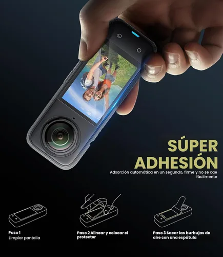 Vista 7 de Orzero Paquete de 3 protectores de pantalla de cámara compatibles con accesorios Insta360 X4 Air con herramienta de alineación automática, protector