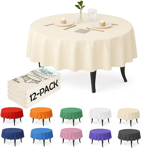 Vista 12 de Paquete de 12 manteles de plástico negro – Cubiertas de mesa desechables de 54 x 108 pulgadas para mesas rectangulares, resistentes y resistentes al